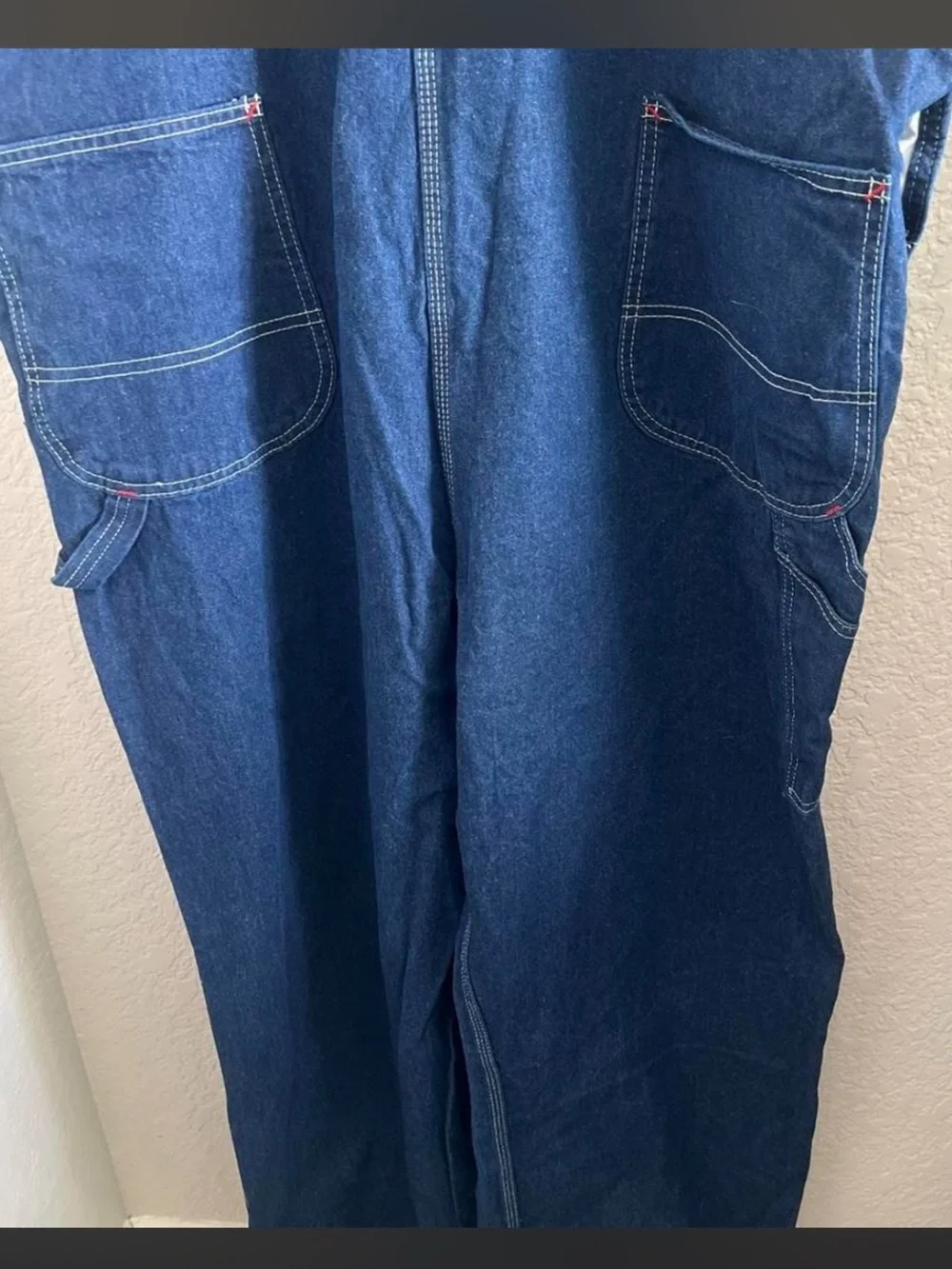 Dickies Men's Navy Blue Relaxed Denim Overalls